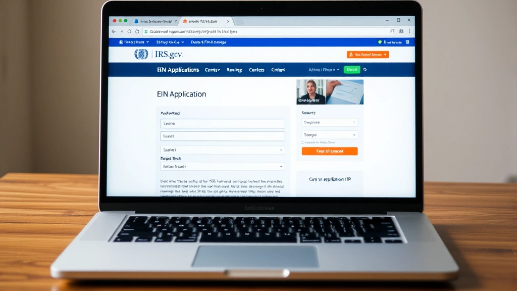 tax id number for an estate - 
Modern laptop screen displaying IRS.gov website with EIN application form
