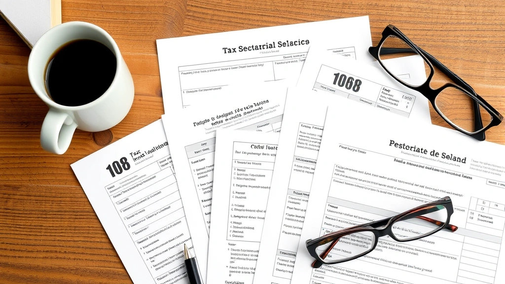 tax in spanish -
Bilingual tax forms and Spanish-English financial documents spread across woode