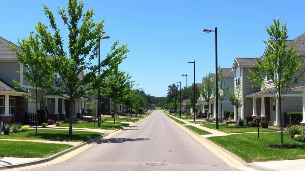 tax increment reinvestment zone - 
Residential neighborhood street with new sidewalks
