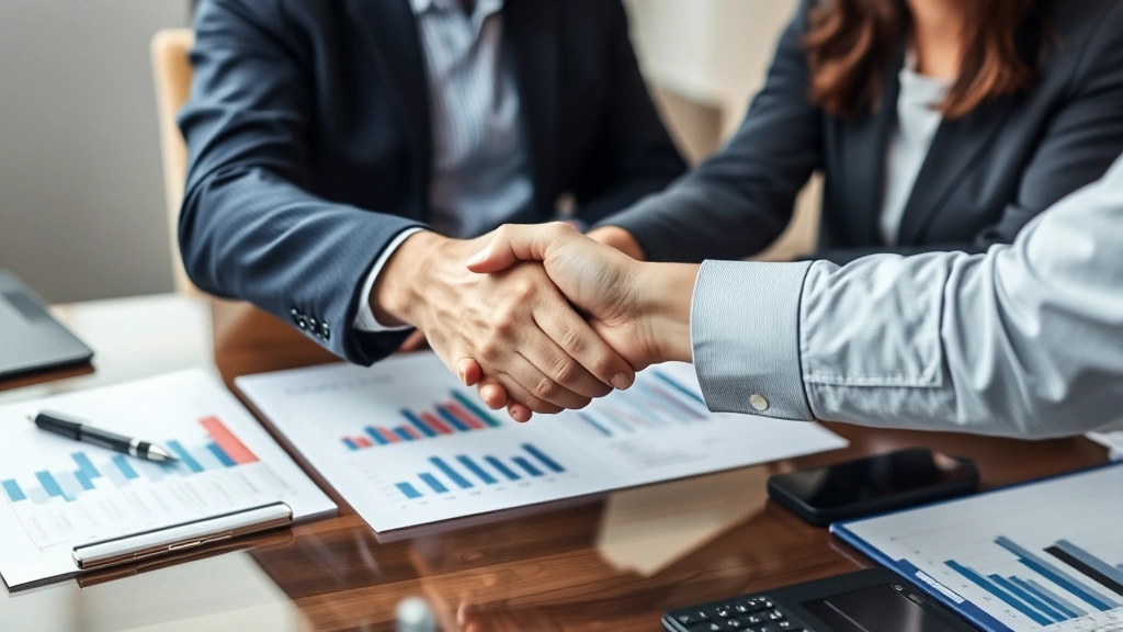 tax increment reinvestment zone - 
Financial advisor and client shaking hands across desk with property investment