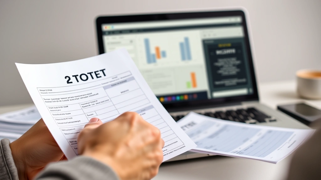 tax meme - 
Close-up of hands holding W-2 forms and receipts with a laptop showing tax soft