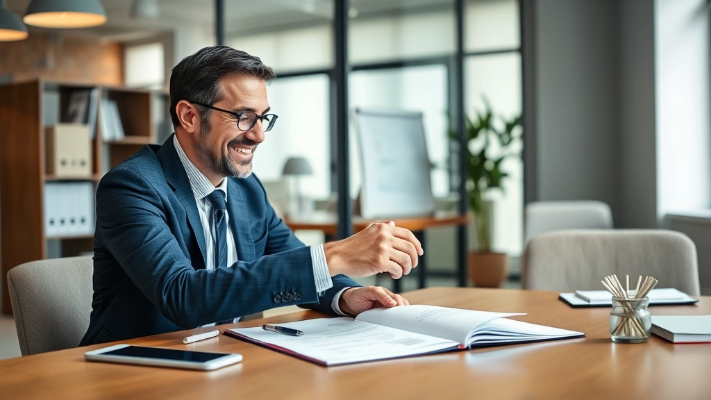 tax meme - 
Smiling accountant or financial advisor reviewing documents with client across 