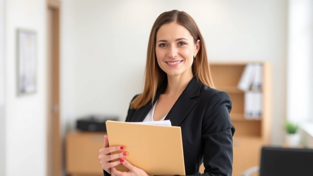 tax on myga withdrawal - 
Businesswoman in blazer holding folder of financial documents, confident expres