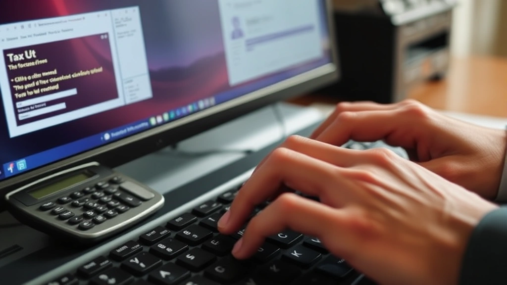 tax payment sync error -
Close-up of hands typing on a keyboard with a calculator and tax forms visible,