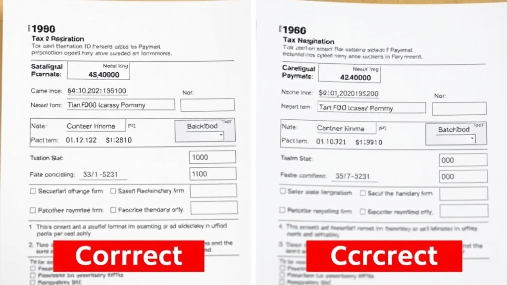 tax payment sync error -
Split-screen comparison showing correct vs incorrect banking information entry