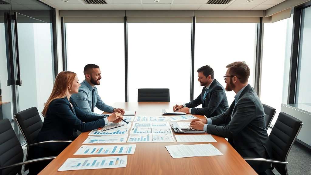 tax provision - 
Business team in conference room discussing tax strategy with charts and docume