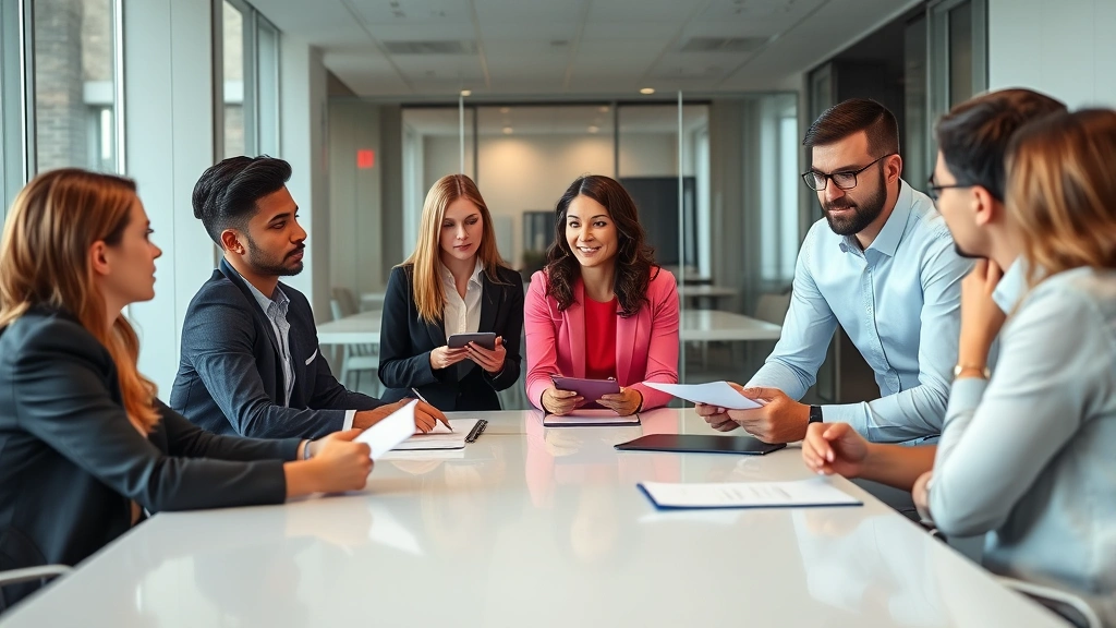 tax resolution center calls - 
Diverse group of professionals in conference room having serious business meeti