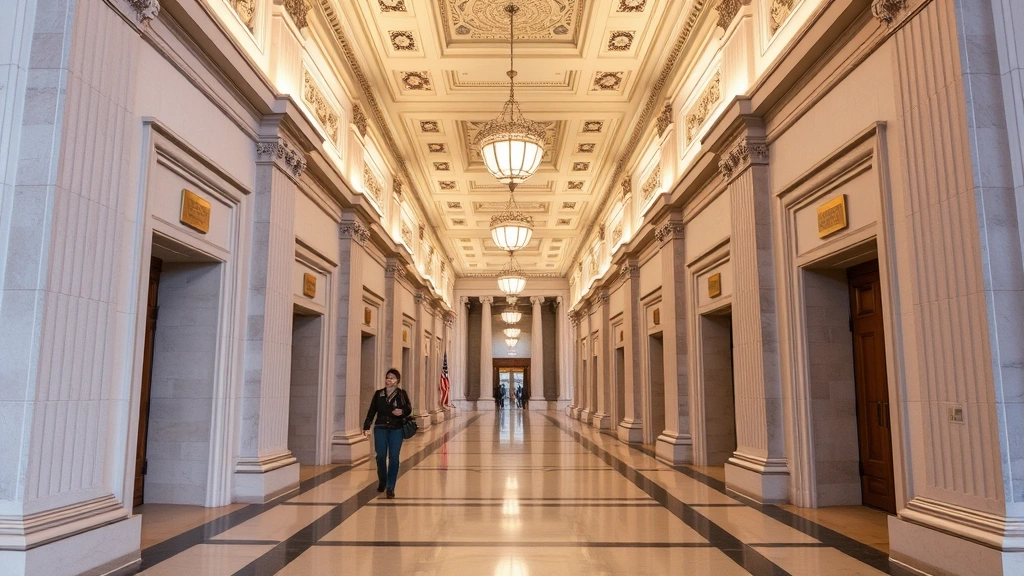 tax stamp for a suppressor - 
Federal courthouse hallway with formal architecture, representing legal complia
