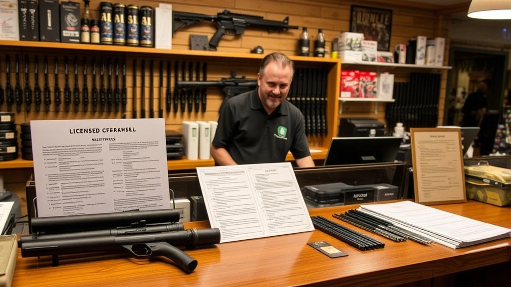 tax stamp for a suppressor - 
Licensed firearms dealer behind counter with suppressor display and NFA registr