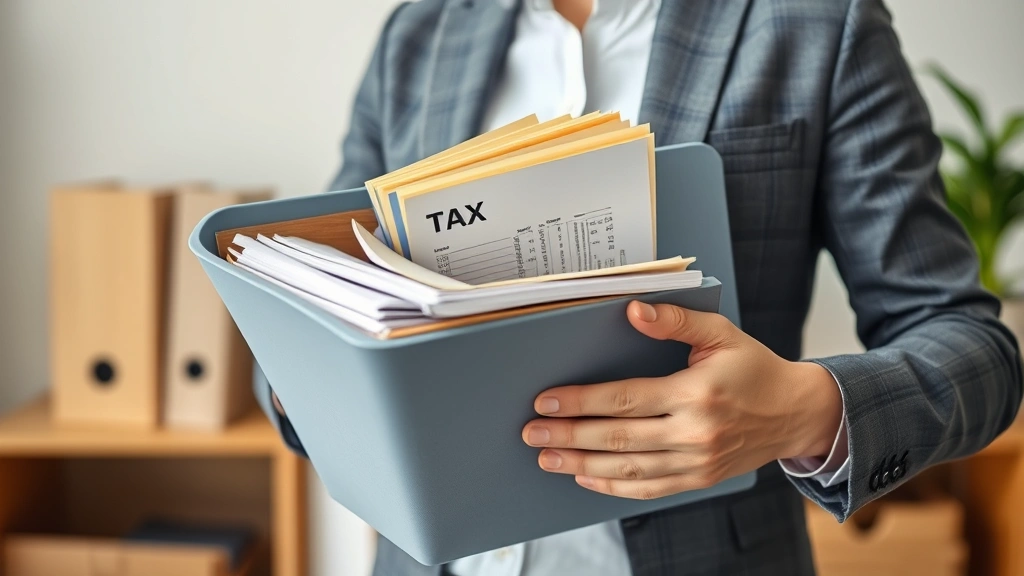 taxes meme - 
Diverse business owner holding folder of organized tax records and receipts
