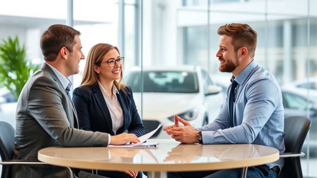 taxes on cars in south carolina - 
Modern office setting with financial advisor discussing vehicle purchase costs 
