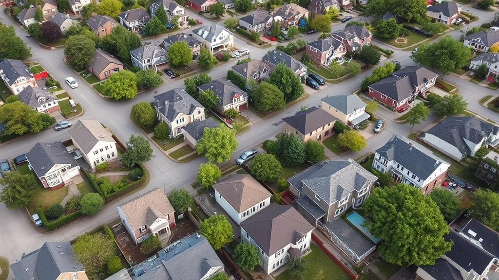 tazewell county property tax - 
Aerial view of residential neighborhood in Illinois with diverse homes, represe