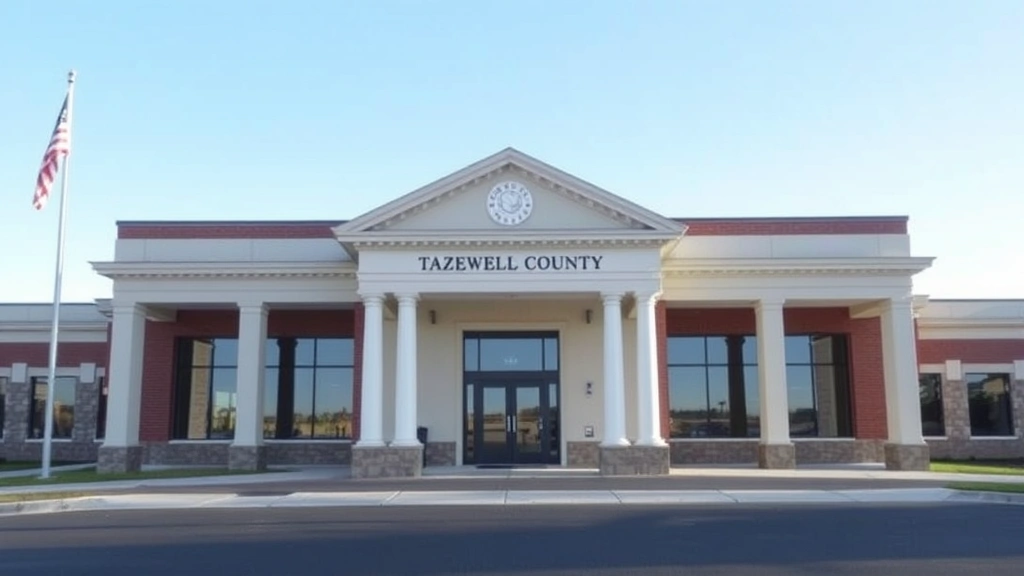 tazewell county property tax - 
Modern county courthouse or government building exterior, representing Tazewell