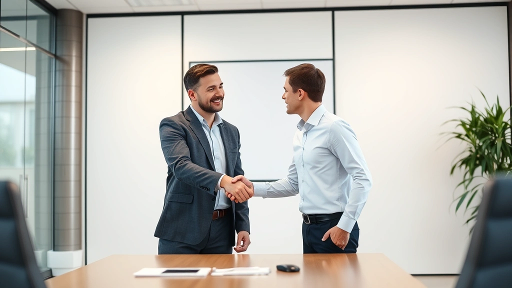 tennessee business tax - 
Two business professionals shaking hands in modern office conference room durin