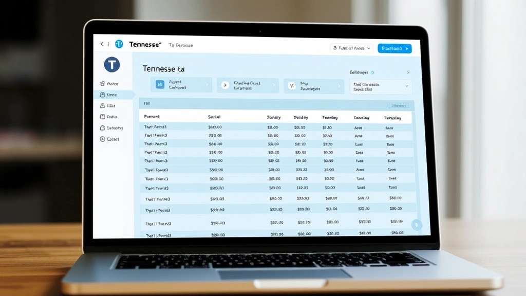 tennessee business tax - 
Laptop screen displaying Tennessee tax compliance software dashboard with filin