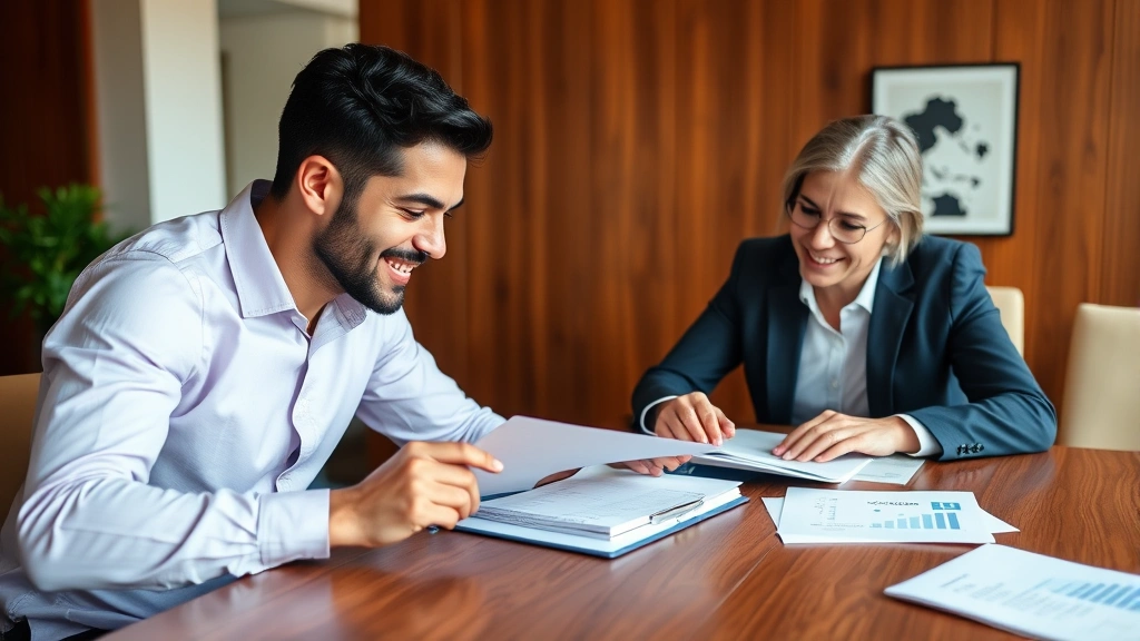 texas capital gains tax - 
Diverse couple sitting with tax professional reviewing financial statements and