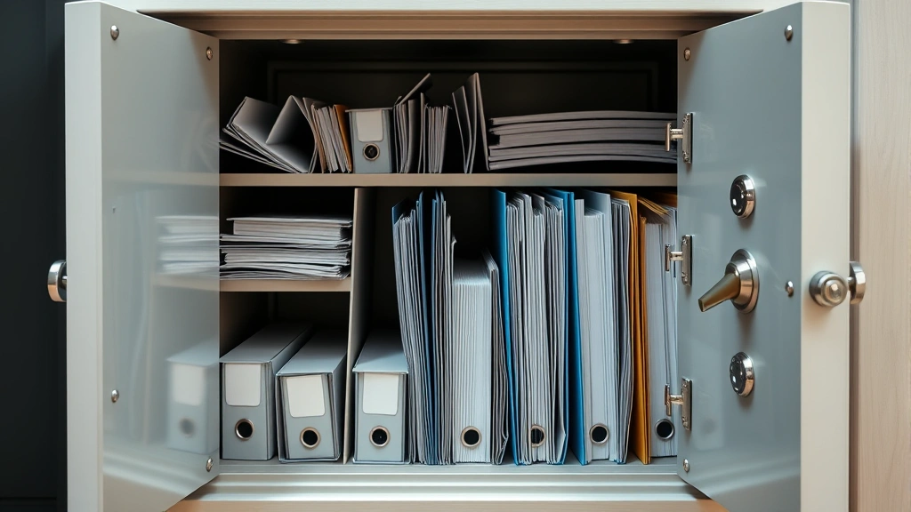 texas capital gains tax - 
Open safe or filing cabinet with organized folders and documents, symbolizing p