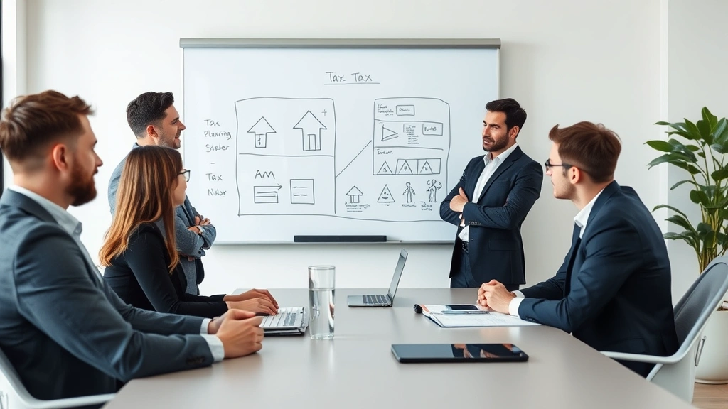 tom wheelwright tax free wealth - 
Group of business professionals in meeting discussing strategy with whiteboard 