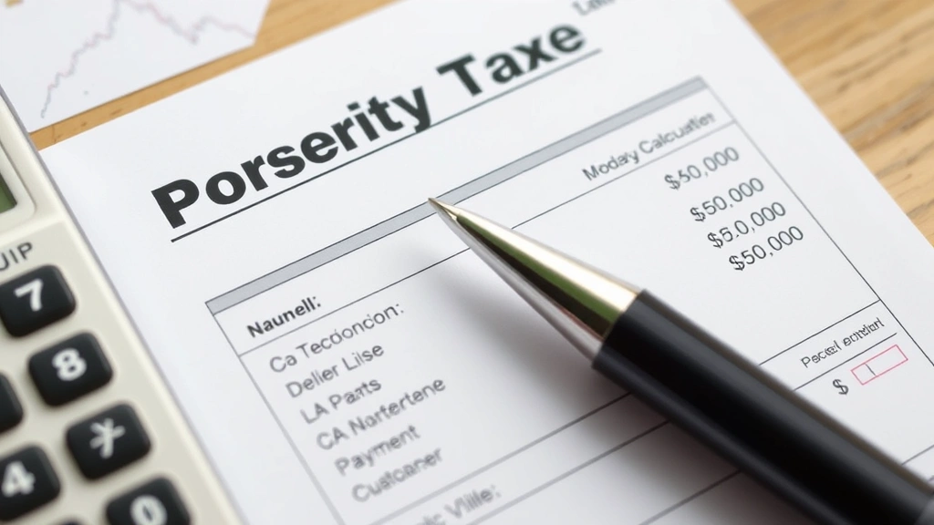 torrington tax collector - 
Close-up of a property tax bill with pen and calculator showing payment calcula