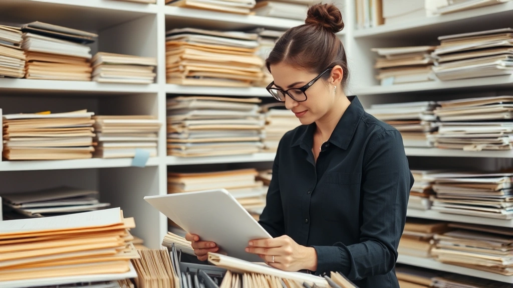 torrington tax collector - 
Professional woman organizing property tax files and documents in a filing syst