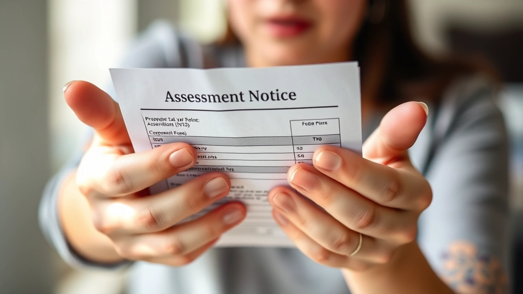 town of brookhaven taxes - 
Close-up of hands holding property tax bill and assessment notice, concerned ex