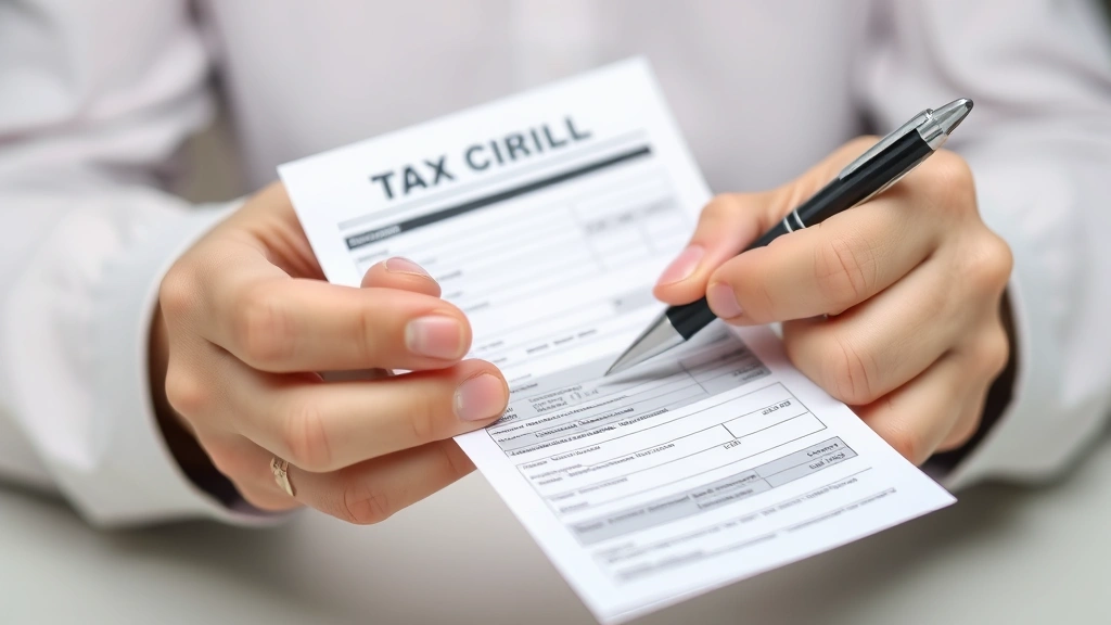 town of stratford tax collector - 
Close-up of hands holding property tax bill and pen, about to write check payme