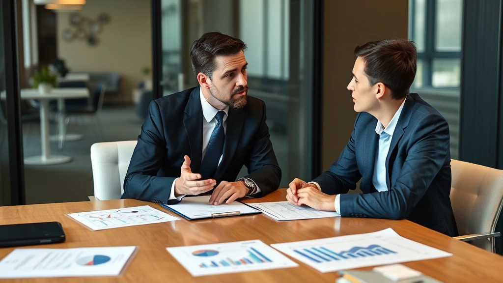 trump child support income tax tweet - 
Financial advisor in business suit explaining tax strategy to client across con