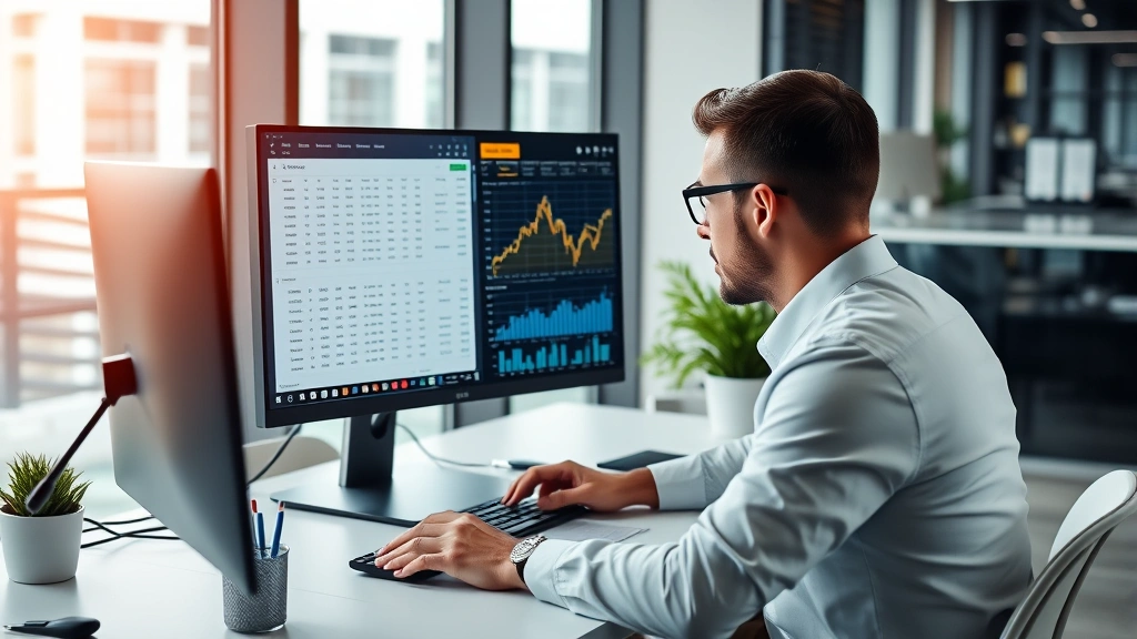 trump crypto tax - 
Modern office setting with CPA reviewing crypto tax records on computer screen 