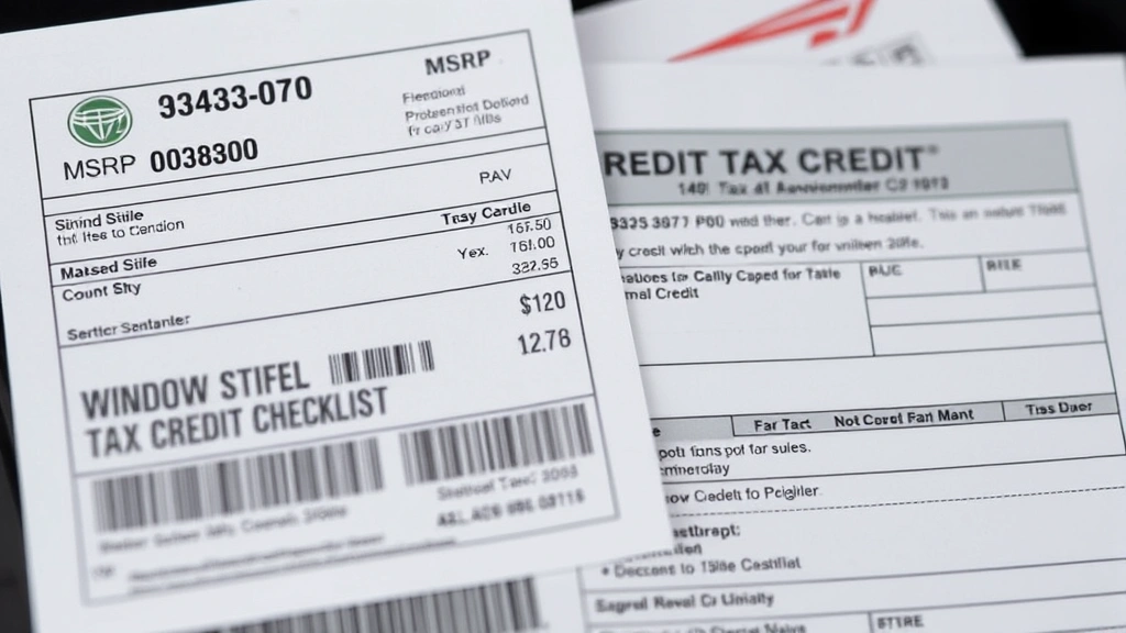 trump ev tax credit - 
Detailed shot of vehicle MSRP window sticker and tax credit eligibility checkli
