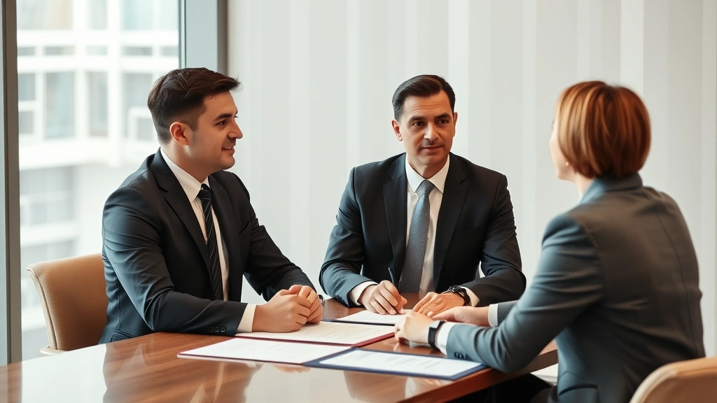 uncertain tax positions - 
Business professional in suit having consultative meeting across table discussi