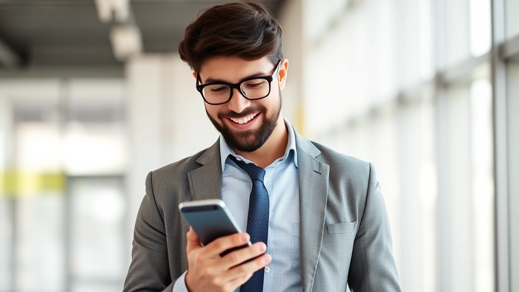 utah tax refund - 
Businessman in business casual attire holding smartphone showing tax refund sta