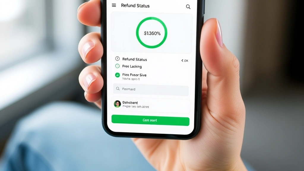 va state tax refund - 
Mobile phone screen showing refund status tracking dashboard with green checkma