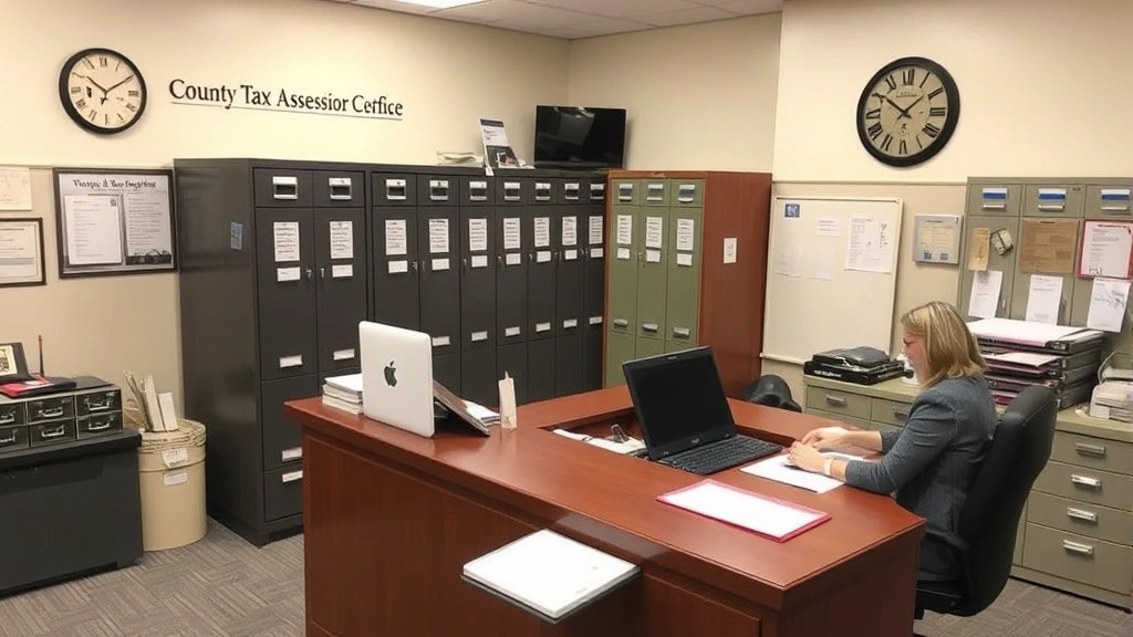 valorem tax in ga - 
County tax assessor’s office interior with filing cabinets and profession