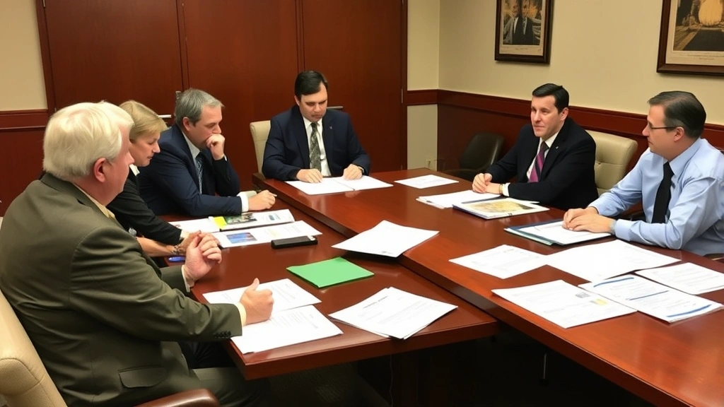 vance county tax office - 
Diverse group in formal meeting discussing property tax appeal with documents s