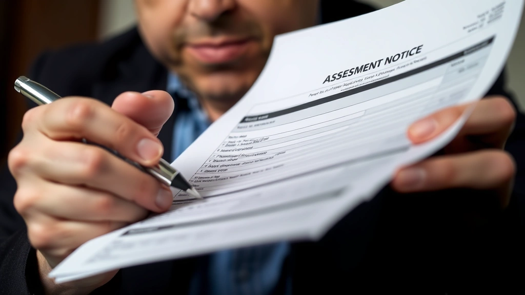 vegas property tax - 
Close-up of someone holding a property tax bill or assessment notice with a con