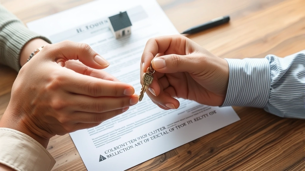 virginia estate inheritance tax - 
Close-up of hands exchanging a house key with paperwork and property deed visib