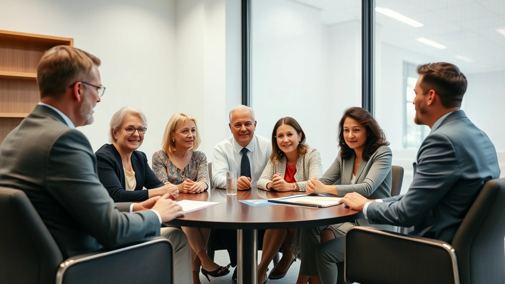 virginia estate inheritance tax - 
Diverse group of adult children meeting with an attorney or financial planner i