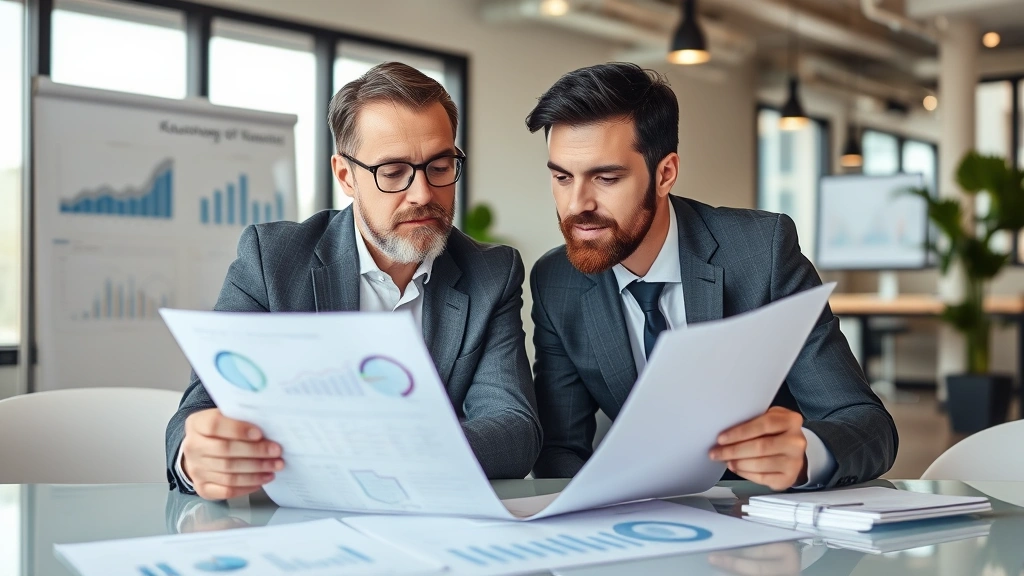 virginia estate tax - 
Business owner reviewing company valuation report in a contemporary office sett