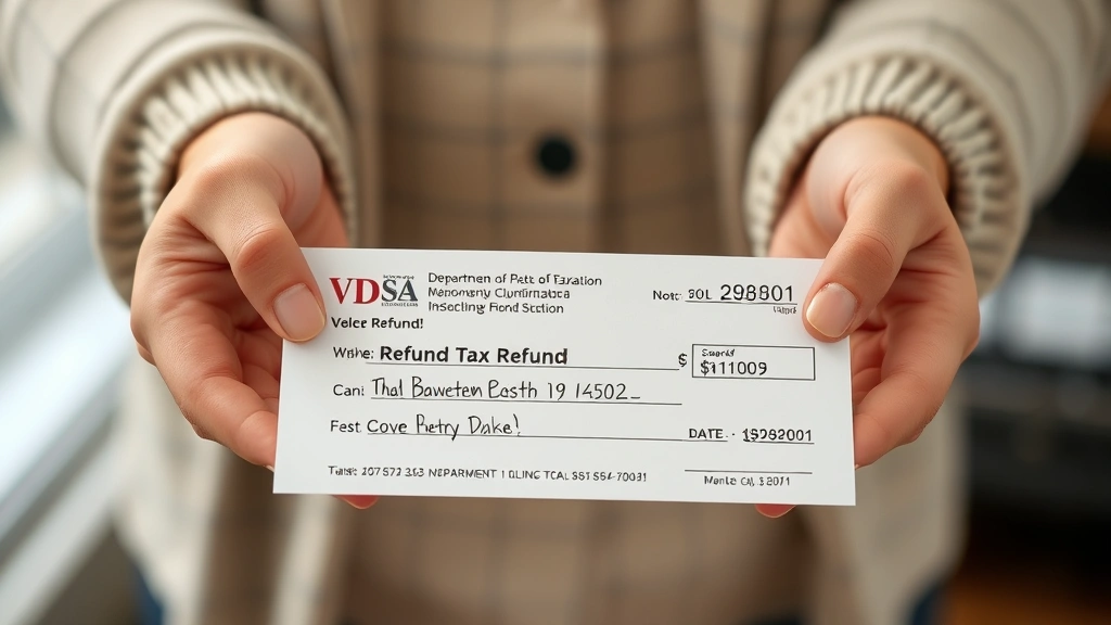 virginia state income tax refund - 
Close-up of hands holding a tax refund check from Virginia Department of Taxati