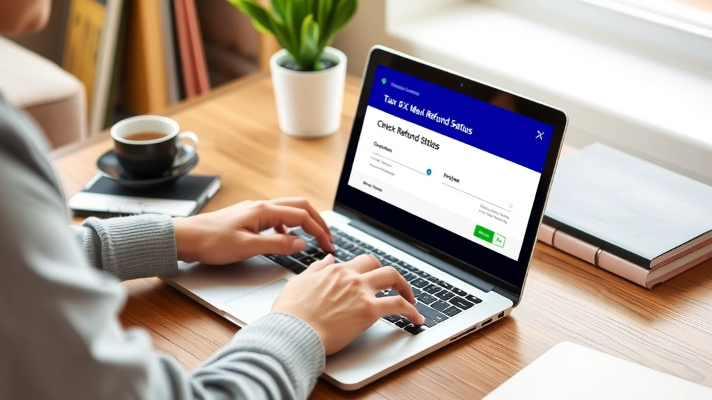 virginia state income tax refund - 
Person using laptop to check tax refund status online
