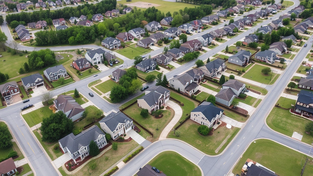 wake county real estate tax bill - 
Aerial view of suburban neighborhood with diverse homes, green lawns, and drive