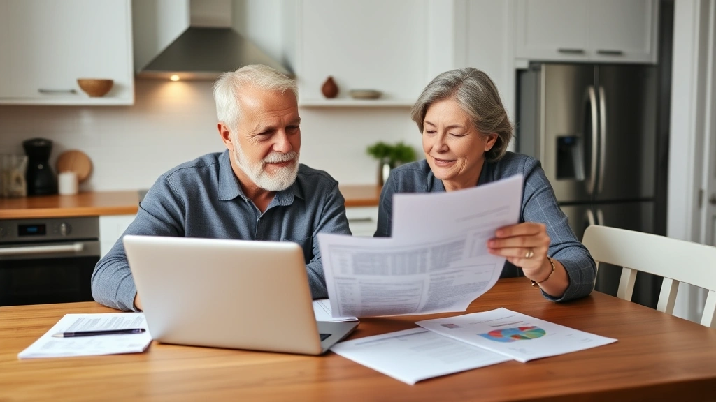 warren county property tax - 
Senior couple reviewing tax bill at kitchen table with laptop and paperwork
