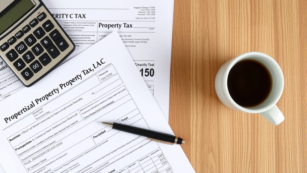 warwick tax assessor - 
Overhead shot of property tax documents, calculator, and pen spread across wood