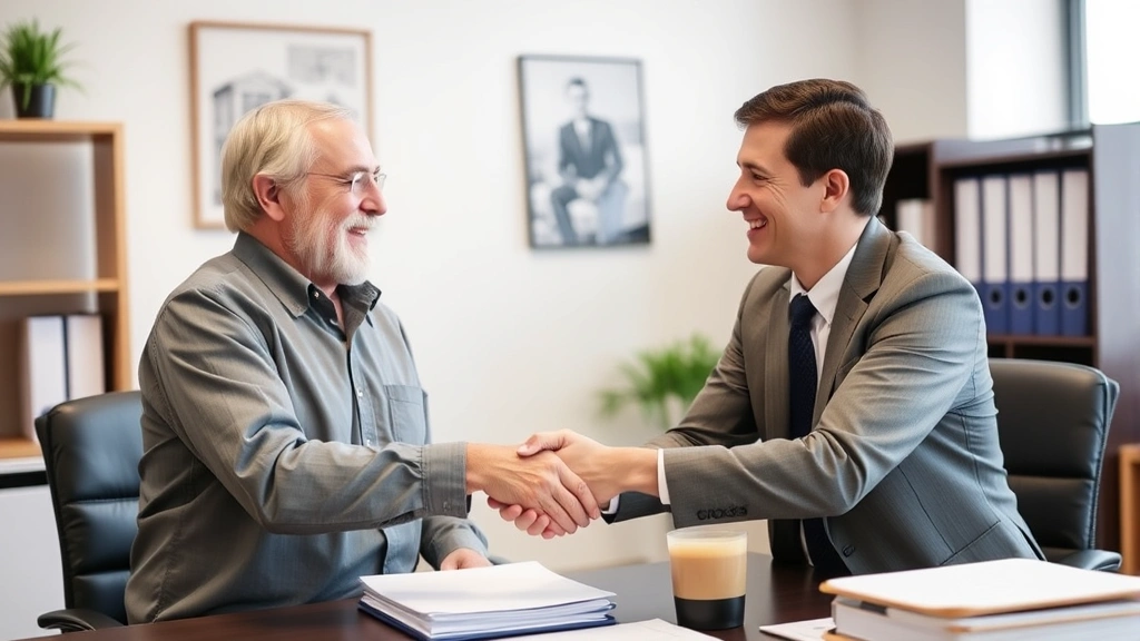 warwick tax assessor - 
Mature homeowner and tax consultant shaking hands in office, both smiling, with