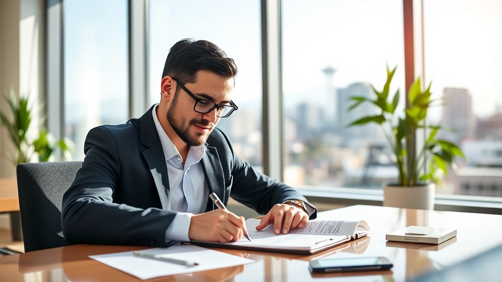 washington business and occupation tax -
Business owner signing tax documents in bright office environment with Washingt