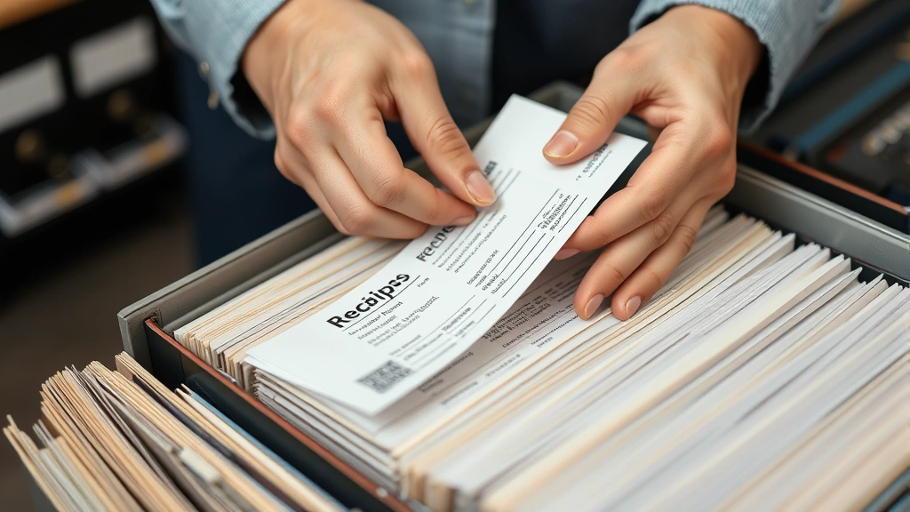 washington business and occupation tax -
Close-up of hands organizing business receipts and financial records in filing