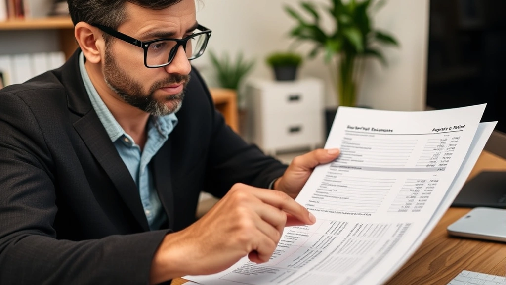 washington state b and o tax -
Close-up of business owner analyzing quarterly tax statements with serious focu