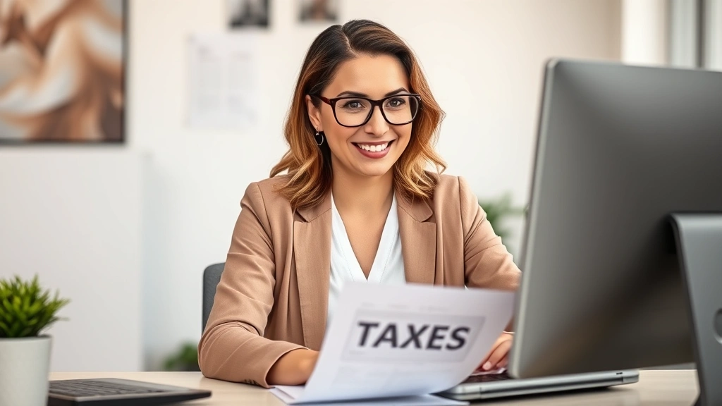 washington state b and o tax -
Businesswoman using computer to file taxes online with confident expression