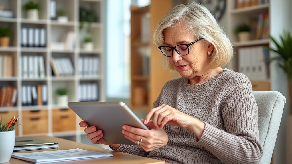 washington state death tax - 
Mature woman reviewing retirement account statements and investment portfolio o