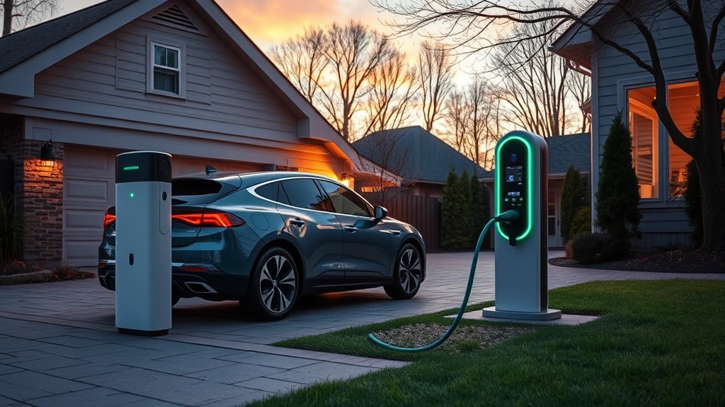 washington state ev tax credit -
Sleek electric vehicle charging at home charging station in residential drivewa